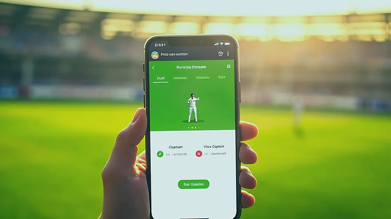 In-play captain swap smartphone screen showing fantasy app interface — Cricgram India